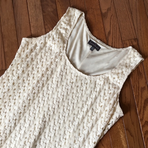 Cream Crochet Lace Dress High Low Luxology XL - Picture 4 of 5